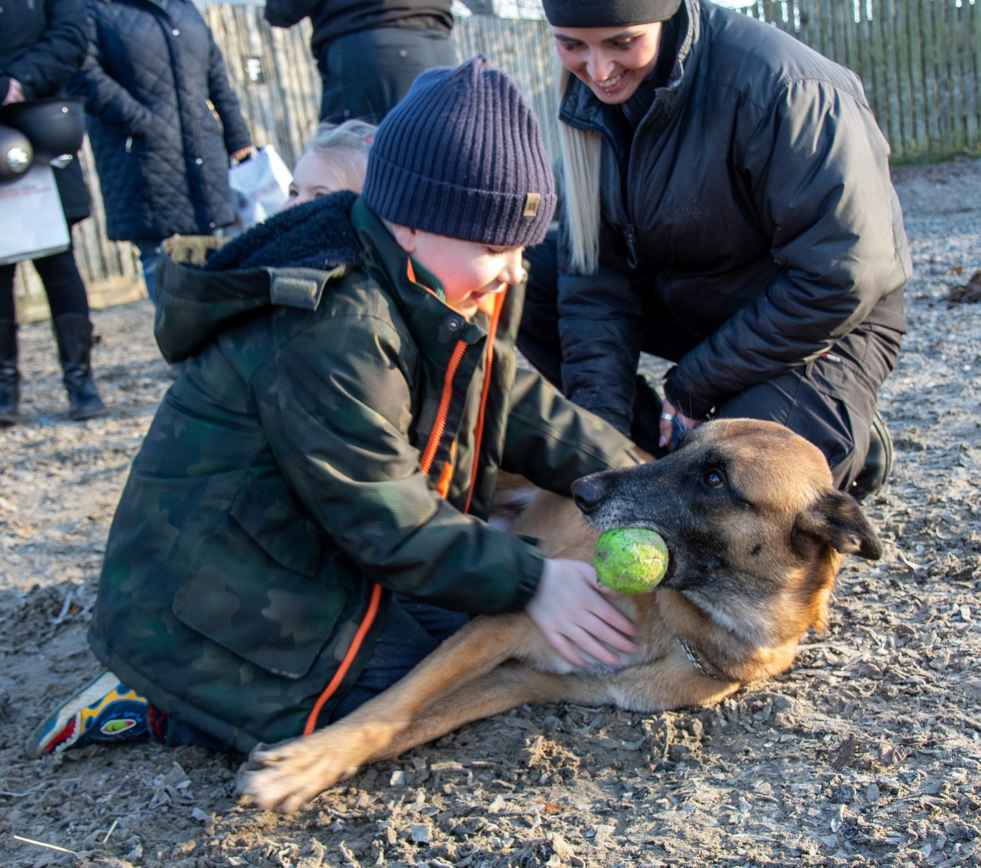 Young VIP visitor, Roman, with a SWP dog 